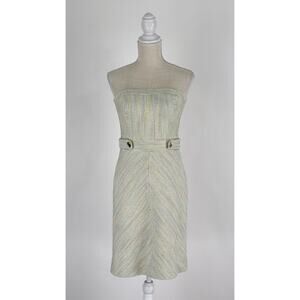 Trina Turk Womens Tweed Strapless Colorful Mini Dress Size 6 Green Purple